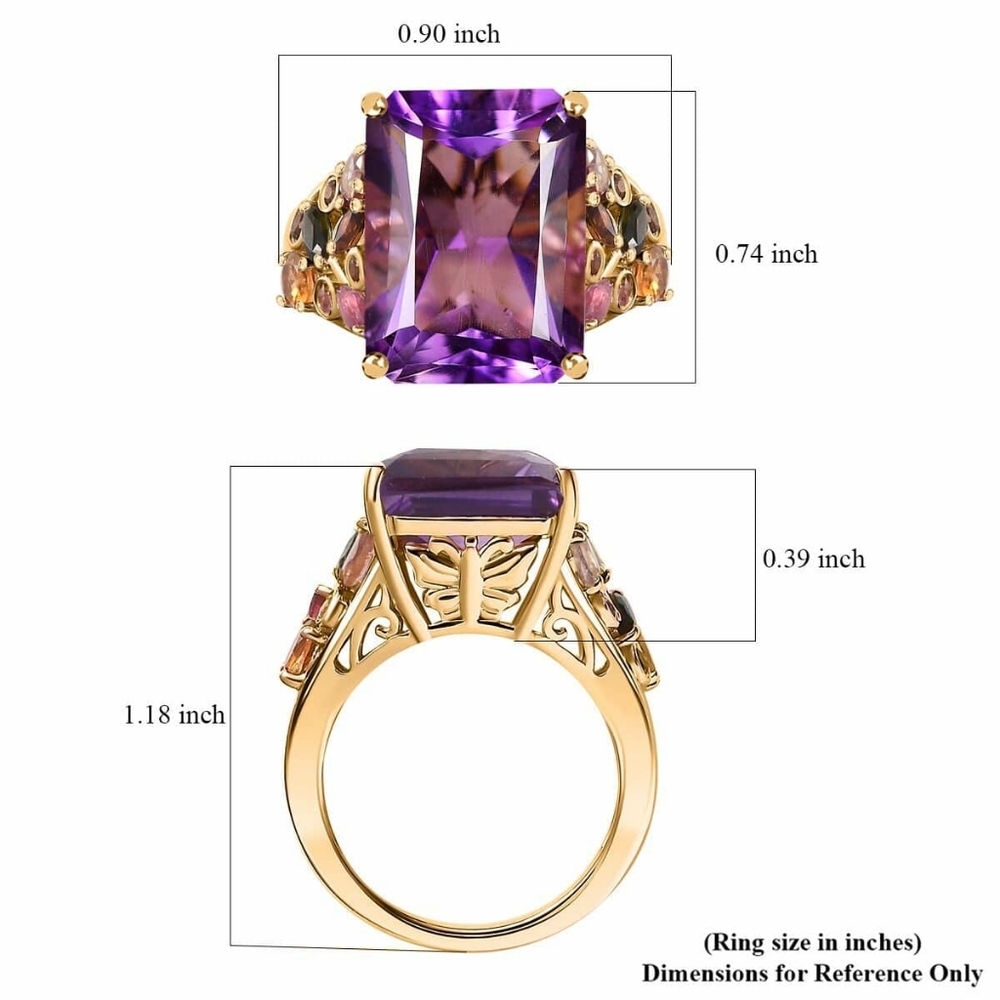 NWT Genuine Radiant Cut African Amethyst and Multi-Tourmaline 12.15 ctw Size 9 - Picture 11 of 14